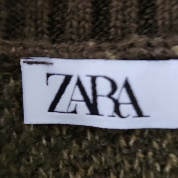 ZARA | Camo Sweater Cropped Sequin Details Military Green Sz LARGE - Picture 5 of 6